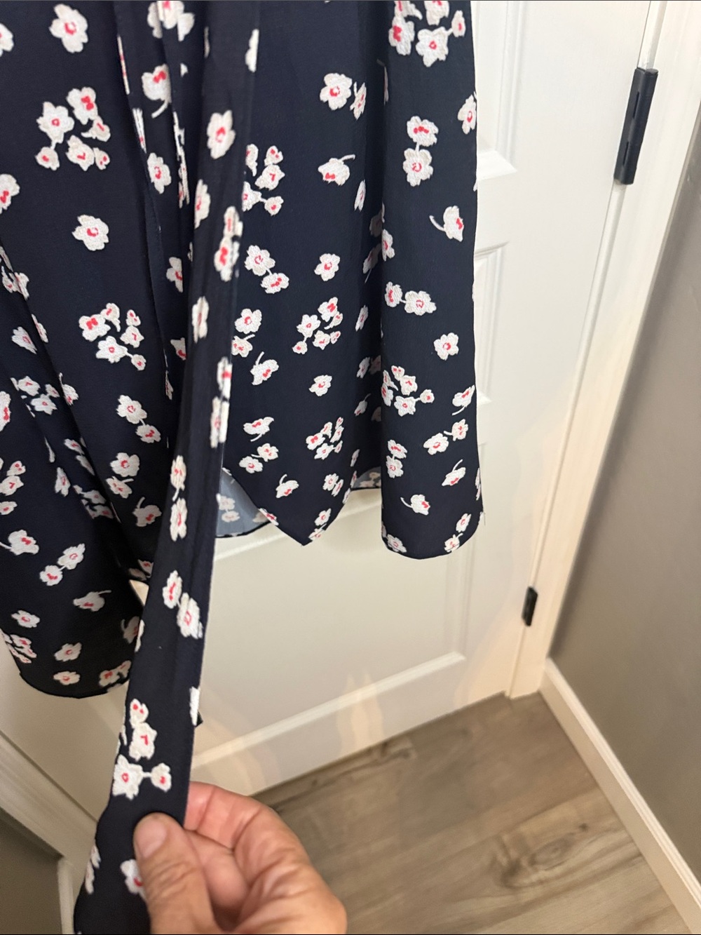 French Connection Black Mini Dress with Pink Floral Print - Picture 4 of 7